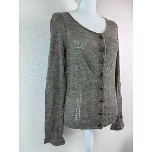 Knitted & Knotted women's medium anthropologie grey‎ wool blend cardigan sweater